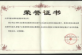 龍形水系項目榮譽(yù)證書(shū)